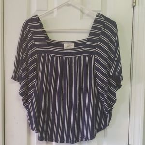 Navy and White Striped Blouse
